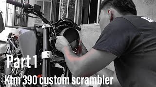 Building KTM 390 BratScrambler bike episode 1 [upl. by Marylinda]