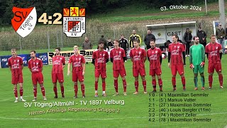 SV TögingAltmühl  TV 1897 Velburg 42  Herren Kreisliga Regensburg Gruppe 2 [upl. by Enylekcaj58]