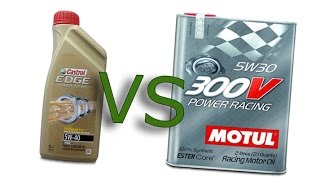 Castrol EDGE 5W40 Turbo Diesel vs Motul 300V Power Racing 5W30 Cold oil test 24°C [upl. by Nylirek]