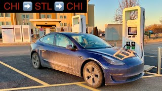 Tesla Model 3 LFP Road Trip from Chicago to St Louis [upl. by Ecinahc747]