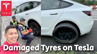 Tesla Tyre Damage on KL Road Trip [upl. by Aliehc]