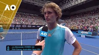 Alexander Zverev on court interview 1R  Australian Open 2017 [upl. by Coray]