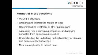 CHEST Pulmonary Board Review  Exam Tips [upl. by Eeram631]