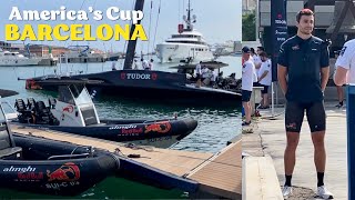 Alinghi Red Bull Racing at America’s Cup Sailing docks at Barcelona Port Spain [upl. by Tabitha521]