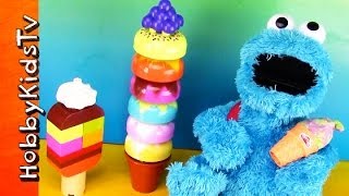 LEGO Duplo Ice Cream Cones  Cookie Monster Fun HobbyKidsTV [upl. by Elleirda]