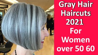 Beautiful Gray HAIR Haircuts 2021 For Women over 50 60 [upl. by Notyarb189]