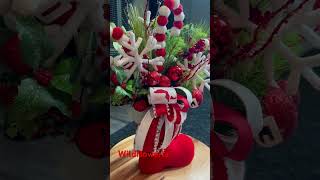 Santa boot centerpiece christmas christmasdecoration [upl. by Orose]