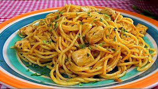 Cocina una deliciosa pasta en 10 minutosreceta fácil espaguetis con polloA mi manera [upl. by Yralih]