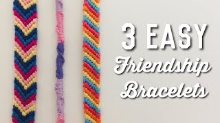 3 EASY BEGINNERS FRIENDSHIP BRACELETS  Twisted Striped amp Chevron [upl. by Bloomer]