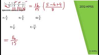 KPSS2012 Rasyonel Sayılar Çıkmış Soru [upl. by Anglo417]