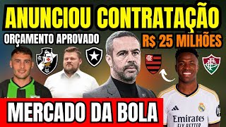 ORÃ‡AMENTO APROVADO PARA CONTRATAÃ‡Ã•ES NO VASCO BOTAFOGO ANUNCIA NOVO TÃ‰CNICO VINICIUS JR [upl. by Stroud]