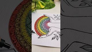 Draw an easy mandala with me 😍🌈✨✨ art shorts drawing pastel colors [upl. by Yremrej]