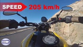 Yamaha XSR 900  Acceleration Top Speed and Best Exhaust Sound [upl. by Rudich]