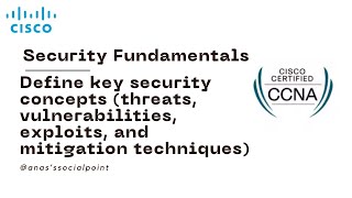 CCNA 65 Define key security concepts threats vulnerabilities exploits amp mitigation techniques [upl. by Caterina479]