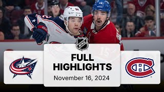 NHL Highlights  Blue Jackets vs Canadiens  November 16 2024 [upl. by Crist]