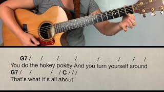 Hokey Pokey Simple Guitar PlayAlong [upl. by Phira]