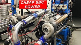 1000 HPWITH 2 163 TURBOS CHEAP JUNKYARD BBC TWIN TURBOS PLUS BLOWER AND NITROUS [upl. by Nnaitak]