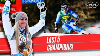 ⛷ Womens Downhill Skiing  Last 5 Champions 🥇 [upl. by Vyner]