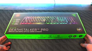 Razer Deathstalker V2 Pro Keyboard Unboxing  Sound Test Low Profile Optical Gaming Keyboard [upl. by Lebatsirc917]