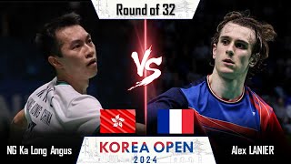 NG Ka Long Angus HKG vs Alex LANIER FRA  Korea Open 2024 Badminton [upl. by Riesman]