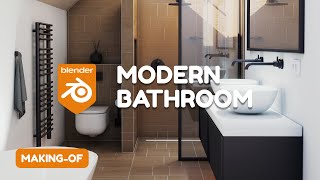 Modern Bathroom in Blender 290  3D Modeling Timelapse [upl. by Solrac]