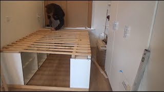 DIY freestanding bed with lots of cosplay storage [upl. by Akerdna]