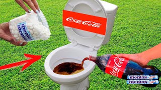 Experiment  Coca cola vs mentos in toilet [upl. by Vergne]