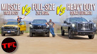 Midsize FullSize or Heavy Duty We Compare THREE GM Trucks and Which One Is Right For You [upl. by Shanna286]