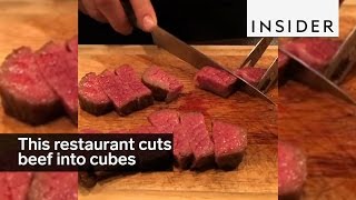 Tokyo restaurant cuts its Wagyu beef into cubes [upl. by Tutankhamen]