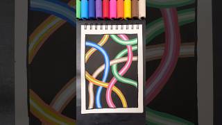 Line with different Neon lights art drawing posca shorts markers painting [upl. by Forras]