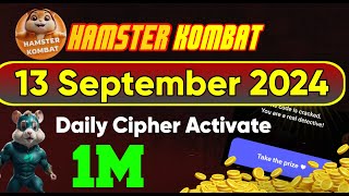 13 September Daily Cipher code  Hamster Kombat Cipher code task [upl. by Anait]