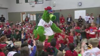 Phillie Phanatic Phillies players visit Philadelphia school [upl. by Cummins]