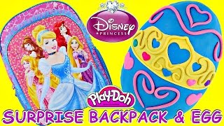 Disney Princess Giant Play Doh Surprise Egg amp Surprise Backpack Book Bag [upl. by Ettenuj953]