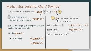 31 Apprendre le Bhété BétéGagnoa Mot Interrogatif QUI [upl. by Yasnil]