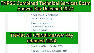 TNPSC Combined Technical Services Exam Answer Key Released TNPSC AE Exam answer key released [upl. by Takakura]