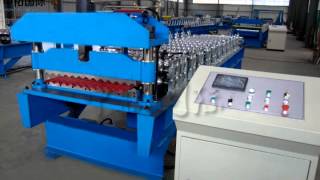 Corrugated metal roofing sheet roll forming machine roof colored steel panel roll forming machine [upl. by Annazus]