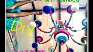 DIY Yarn Bombed Chandelier how to yarn wrap your decor [upl. by Animor]