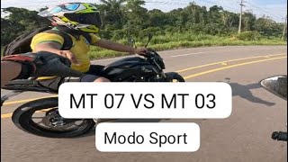 MT 03 VS MT 07  Pilotagem não recomendada 😈 [upl. by Lebatsirhc549]