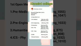 Kinnaird college 1st open merit list 2023 for intermediate students [upl. by Eciuqram]