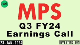 MPS Limited Q3 FY24 Earnings Call  MPS Limited 2024 FY24 Q3 Results [upl. by Ahsienek]