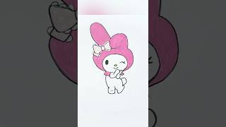 My melody cute easy drawing sanrio kuromiandmymelody art drawingsimple doodle youtubeshorts [upl. by Yllac]