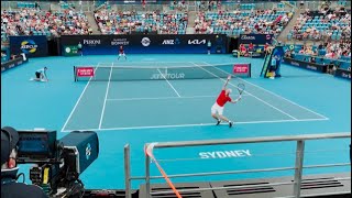 Denis Shapovalov vs Roman Safiullin Court Level Match ATP Cup 2022 4K60 [upl. by Kenon]