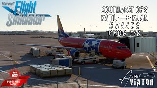 MSFS  SOUTHWEST AIRLINES SWA 452  KATL→KJAN  ATLANTA → JACKSON  PMDG 738 [upl. by Eecyac]