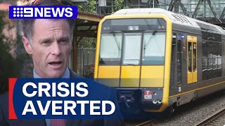 Sydneys train shutdown averted after talks between union and NSW government  9 News Australia [upl. by Htehpaj]