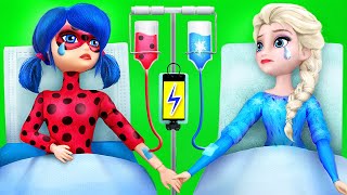 Elsa y Ladybug en el Hospital  10 DIYs de Frozen [upl. by Atilrep914]