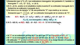 Inferencia estadística Tres ejercicios sobre insesgadez estimador puntual [upl. by Nnyled]