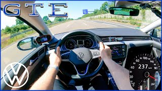 2022 VW Passat GTE 218HP  POV Autobahn Top Speed Drive [upl. by Aidas]