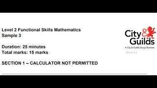 Functional Skills Maths L2 Sample Paper 3 City amp Guilds Complete [upl. by Octavus]