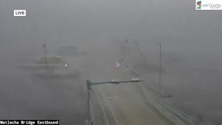 Hurricane Milton Tornado sweeps over bridge during meteorologists live report [upl. by Duhl]