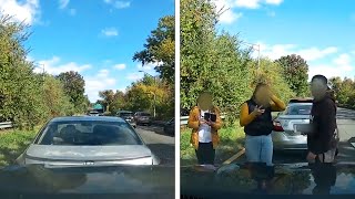 Shocking Video Shows Driver Reversing Into Car on Parkway [upl. by Ellenij]